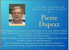 Décès de Pierre DUPRAZ